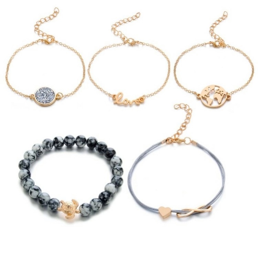 ⭐3/$30 | 5-Piece Love, Travel, Infinity Bracelets - Picture 2 of 3
